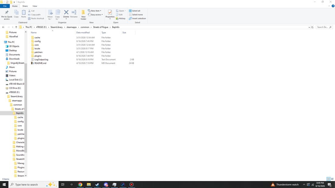 Inside BepInEx\ after one launch. Four of these folders did not exist before you ran the game.