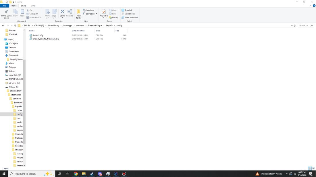 After the plugin has run once, its settings file appears next to BepInEx's own.